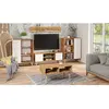 KOBI Table basse scandinave chêne wotan avec pieds en bois   L 90 x P 50 x H 55 cm   SANDI