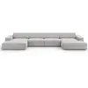 Micadoni Home Canapé panoramique 6 places en tissu structurel gris clair