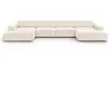 Micadoni Home Canapé panoramique 6 places en tissu velours beige clair