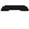 Micadoni Home Canapé panoramique 6 places en tissu velours noir