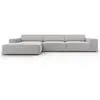 Micadoni Home Canapé d'angle 4 places en tissu structuré gris clair