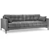 Micadoni Home Canapé 4 places en tissu velours gris clair