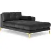 Méridienne droite "Bali" en velours gris foncé TU