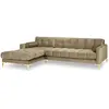 Canapé d'angle gauche "Bali" 5 places en velours beige