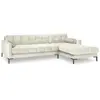 Canapé d'angle droit "Bali" 5 places en velours beige clair TU