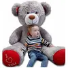 Velinda Nounours en peluche énorme Teddy Bear 75+85 gris-rouge