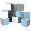 Lot cubes XXL mousse 12 pcs blanc, bleu clair, gris
