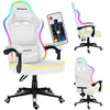 Chaise gaming HUZARO FORCE 4.4 Blanc LED RVB, Chaise Bureau, Pc Gaming...