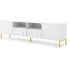 AC-DÉCO Bim Furniture - Meuble tv wave 200cm 2D2S fraisé blanc mat + pieds