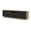 BIM Furniture Meuble TV bas universel Aura 150 cm Buffet HI-FI à suspendre ou à poser chêne artisan noir mat sans LED