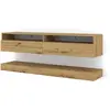 ARTISAN Bim Furniture - Meuble tv stand duo 160 suspendu et au sol coloris Chêne