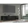 AC-DÉCO Meuble Tv À 4 Portes Avec Cadre Doré "Surf" - Noir Brillant- L 200 Cm