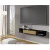 AC-DÉCO Bim forniture icarus meuble tv de salon 156x29x20 cm noir mat et chêne