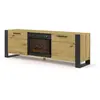 BIM FURNITURE Meuble TV NUKA 180 cm avec cheminée électrique chêne artisanal
