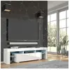 Meuble tv 160 cm blanc mat (corps) blanc brillant (façades) + led