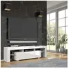 Meuble tv 160 cm blanc mat (corps) blanc brillant (façades)