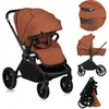 Poussette combinée 2en1 LIONELO Mika Plus - Naissance jusqu'à 22kg - Pack poussette Duo, Nacelle, sac et accessoires - Marron