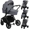 Poussette combinée 2en1 LIONELO Mika Plus - Naissance jusqu'à 22kg - Pack poussette Duo, Nacelle, sac et accessoires - Gris