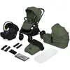 Poussette combinée 3en1 LIONELO Mika Plus - Jusqu'à 22kg - Pack poussette Trio, Nacelle, Siege auto, sac et accessoires - Vert