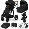 LIONELO MARI TOUR 2en1 Poussette Canne Bébé jusqu'à 22 kg Nacelle Siège-auto Réglage du Dossier Pliable Ceintures à 5 points, Roues Tout Terrain 360° Poussettes Combinées
