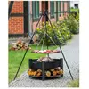 Farm-Mdlt Grille barbecue sur trépied + Brasero avec range bois SOLAFA en acier