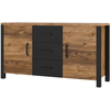 Petits meubles Buffet 2 portes 3 tiroirs stratifiés beige noir