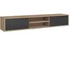 Meuble TV 2 portes 180 cm stratifiés gris et beige