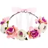 Party-Decoration COURONNE FLEURS ARTIFICIELLES ROSIER 17CM ROSE Rose