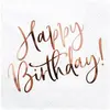 PARTYDECO Lot de 20 serviettes en papier rose gold Happy Birthday 33 x 33 cm