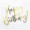 PartyDeco Lot de 20 serviettes en papier or Happy Birthday 33 x 33 cm