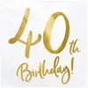 Merkloos / Sans marque Party Deco Serviettes en papier pour anniversaire 40 ans avec inscription dorée 33 x 33 cm