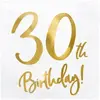 Merkloos / Sans marque PartyDeco SP33-77-30-008 - Serviettes 30. anniversaire - blanc avec inscription doré - 33x33cm (1 VPE / 20 Stk.)