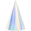 6 CHAPEAUX FÊTE CARTON CÔNE 17.5CM IRIDESENT