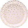 Party-Decoration PartyDeco 6 Assiettes Roses et Pois dorés - 18 cm