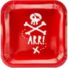 PartyDeco Funidelia 6 Assiettes Rouges carrées Arr! en Carton - Pirates Party