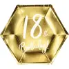 Assiette en papier 18th Birthday doré (Lot de 6) 