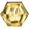 Assiette en papier 40th Birtdhay doré (Lot de 6) 