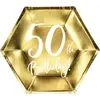 Assiette en papier 50th Birtdhay doré (Lot de 6) 
