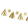 PartyDeco Guirlande en papier tassel étoiles dorées - Or - Taille unique