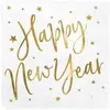 Party-Decoration Lot de 20 serviettes en papier blanches Happy New Year or 33 x 33 cm