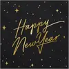 Party-Decoration PartyDeco Serviettes Nouvel An 33 x 33 Happy New Year Noir or 20 pièces