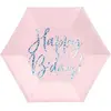 Assiette en papier rose Happy Birthday irisé (Lot de 6) 