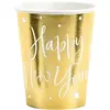 6 GOBELETS CARTON HAPPY NEW YEAR ÉTOILES 22CL OR