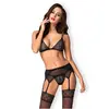 Obsessive Ensemble soutien-gorge, string et porte-jarretelles noir