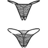 Obsessive   Bianca Lot de 2 Strings Ouverts   Noir