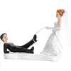 PartyDeco Décoration de mariés Corde-Cake Topper, PVC, Noir et Blanc