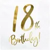 Merkloos / Sans marque PartyDeco SP33-77-18-008 - Serviettes 18. anniversaire - blanc avec inscription doré - 33x33cm (1 VPE / 20 Stk.)