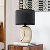TK Lighting Lampe à poser Melody, hauteur 48 cm, verre brun, textile n...
