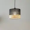 TK Lighting Suspension Paglia noire/rotin à une lampe 20 cm