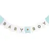 PartyDeco Guirlande en carton baby boy bleue et métallisée 15 x 160 cm - Blanc